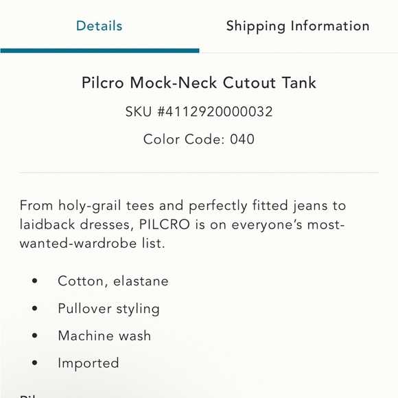 Anthropologie Pilcro Mock-Neck Cutout Tank, NWT - Picture 4 of 8